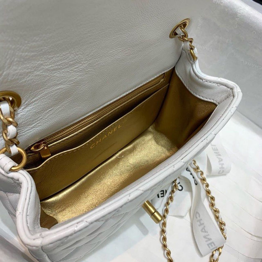CHLMini GlamIap Bag With CHLBall On Strap White For Women Handbags, Shoulder And Crossbody Bags 6.7in/17cm AS1786