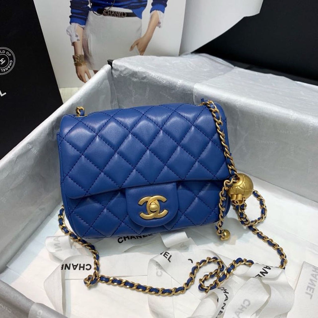 CHLMini GlamIap Bag With CHLBall On Strap Blue For Women Handbags, Shoulder And Crossbody Bags 6.7in/17cm AS1786