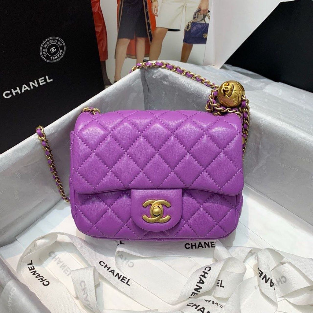 CHLMini GlamIap Bag With CHLBall On Strap Purple For Women Handbags, Shoulder And Crossbody Bags 6.7in/17cm AS1786