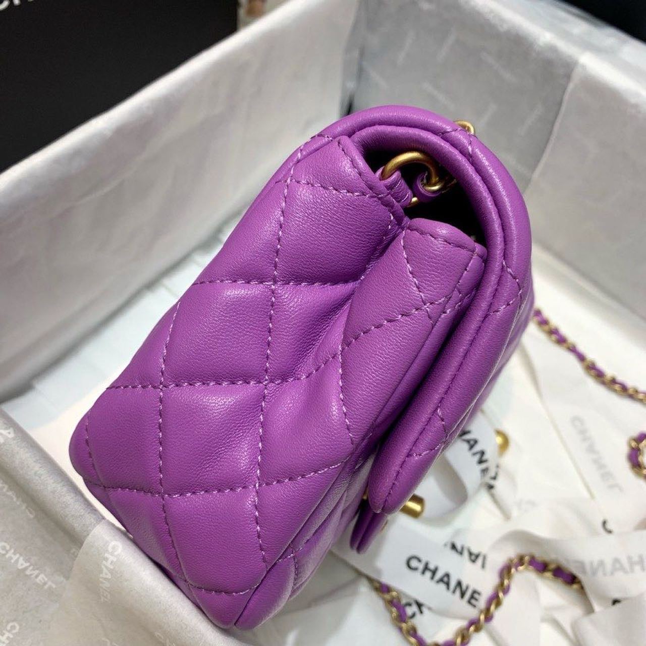 CHLMini Flap Bag With CHLBall On Strap Purple For Women, Women’s Handbags, Shoulder And Crossbody Bags 6.7in/17cm AS1786