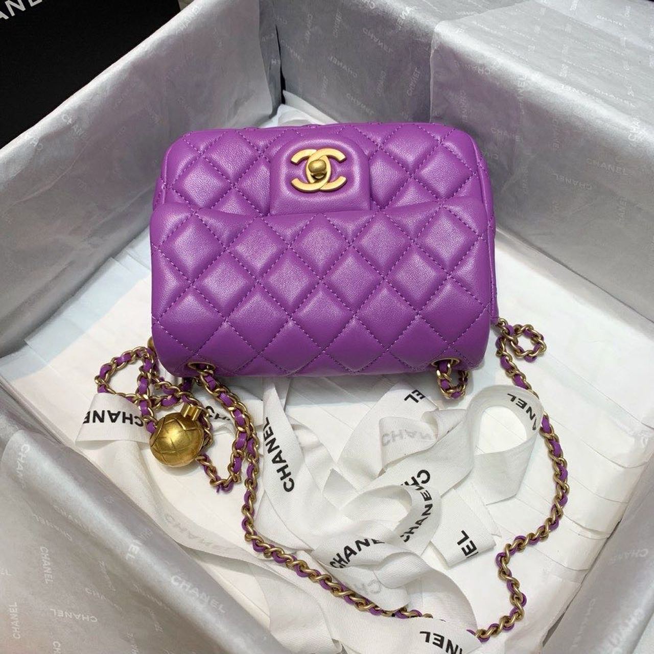 CHLMini GlamIap Bag With CHLBall On Strap Purple For Women Handbags, Shoulder And Crossbody Bags 6.7in/17cm AS1786