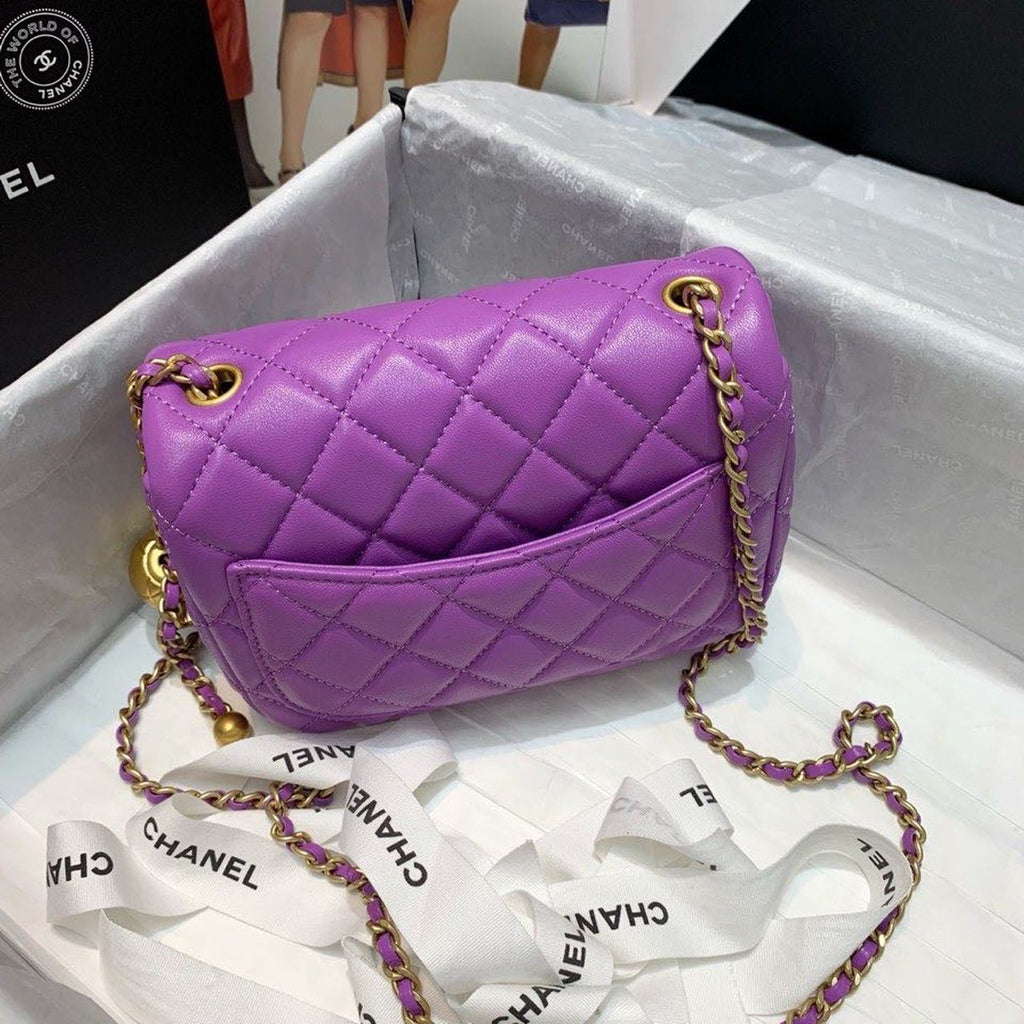 CHLMini GlamIap Bag With CHLBall On Strap Purple For Women Handbags, Shoulder And Crossbody Bags 6.7in/17cm AS1786