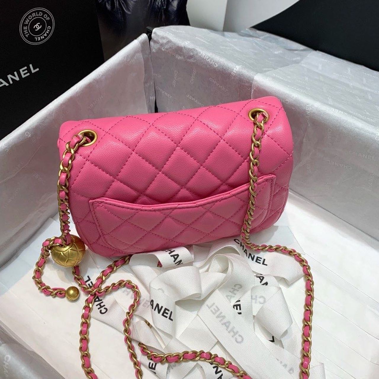 CHLMini Flap Bag With CHLBall On Strap PiNike For Women, Women’s Handbags, Shoulder And Crossbody Bags 6.7in/17cm AS1786