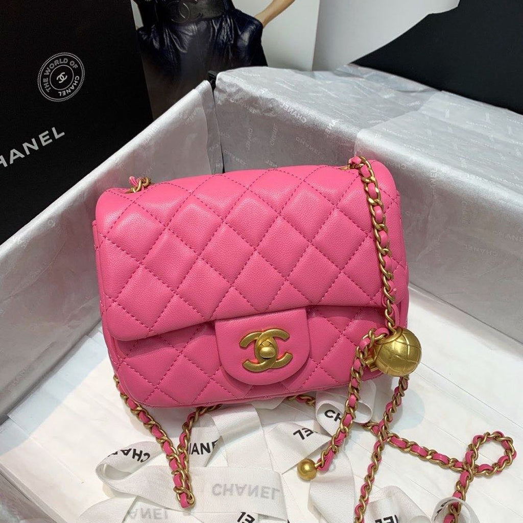 CHLMini Flap Bag With CHLBall On Strap PiNike For Women, Women’s Handbags, Shoulder And Crossbody Bags 6.7in/17cm AS1786