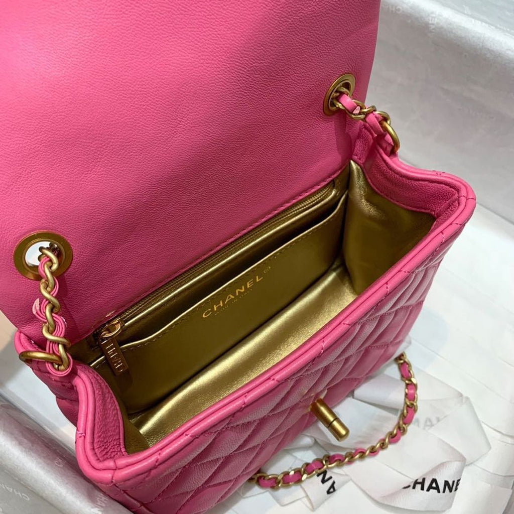 CHLMini Flap Bag With CHLBall On Strap PiNike For Women, Women’s Handbags, Shoulder And Crossbody Bags 6.7in/17cm AS1786