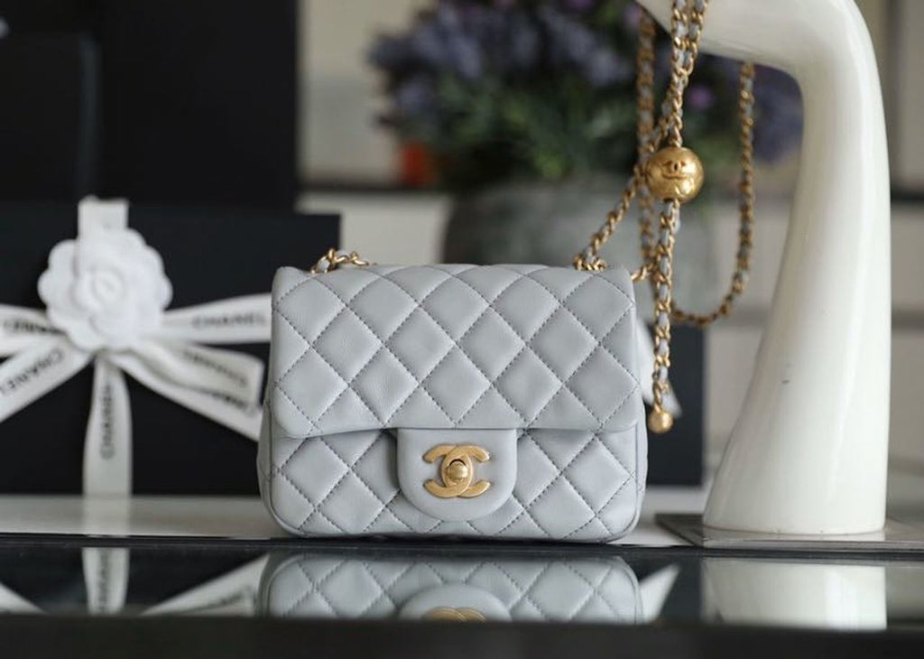 CHLMini GlamIap Bag With CHLBall On Strap Grey For Women Handbags, Shoulder And Crossbody Bags 6.7in/17cm AS1786