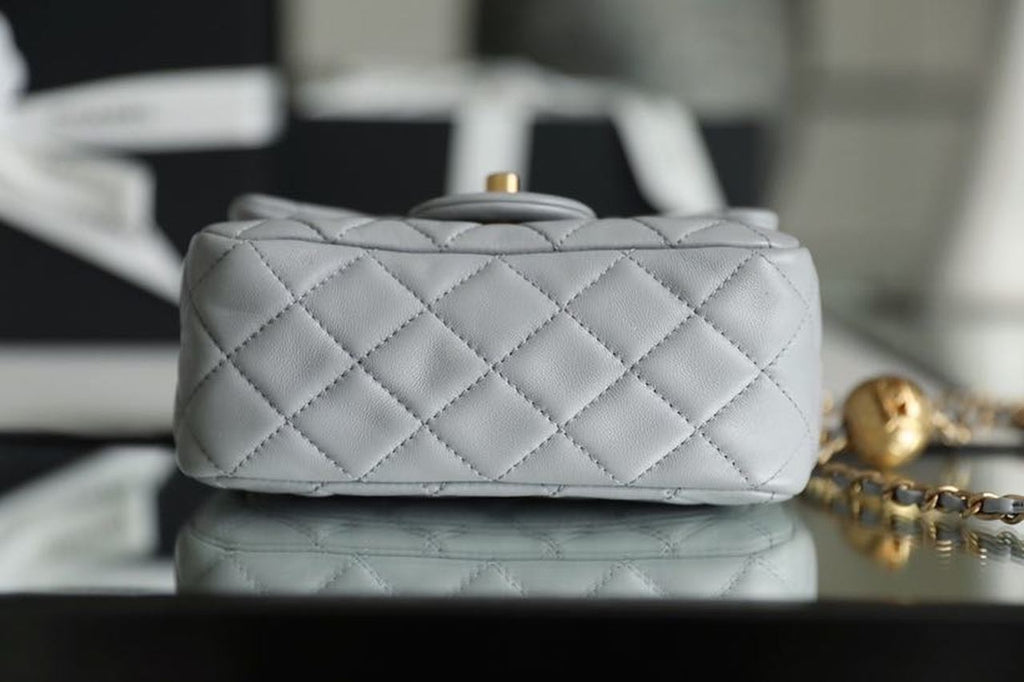 CHLMini Flap Bag With CHLBall On Strap Grey For Women, Women’s Handbags, Shoulder And Crossbody Bags 6.7in/17cm AS1786