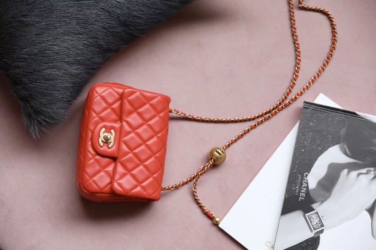 CHLMini Flap Bag With CHLBall On Strap Red For Women, Women’s Handbags, Shoulder And Crossbody Bags 6.7in/17cm AS1786