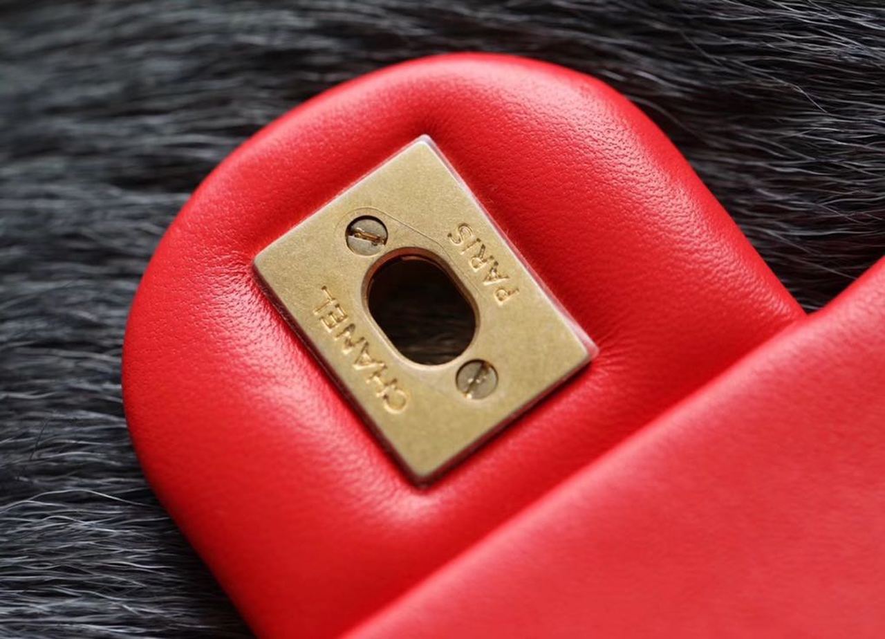 CHLMini Flap Bag With CHLBall On Strap Red For Women, Women’s Handbags, Shoulder And Crossbody Bags 6.7in/17cm AS1786