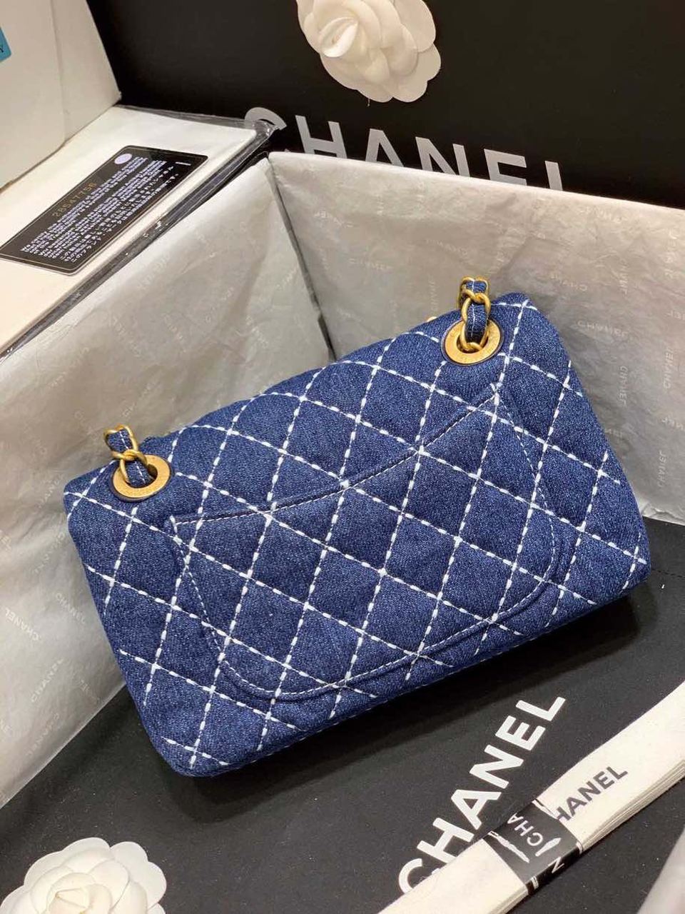 CHL Flap Bag Denim Blue For Women, Women’s Handbags, Shoulder And Crossbody Bags 10.2in/26cm AS1328 B01897 N5398