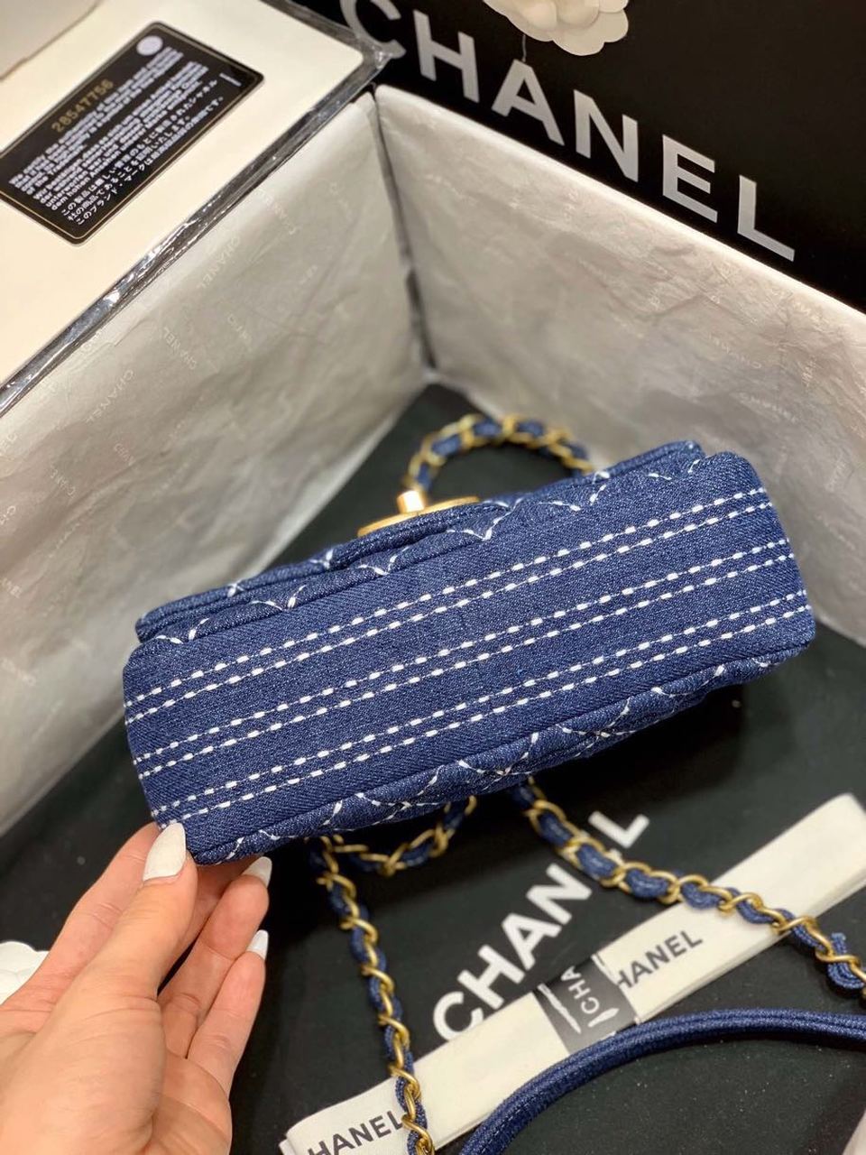CHL Flap Bag Denim Blue For Women, Women’s Handbags, Shoulder And Crossbody Bags 10.2in/26cm AS1328 B01897 N5398