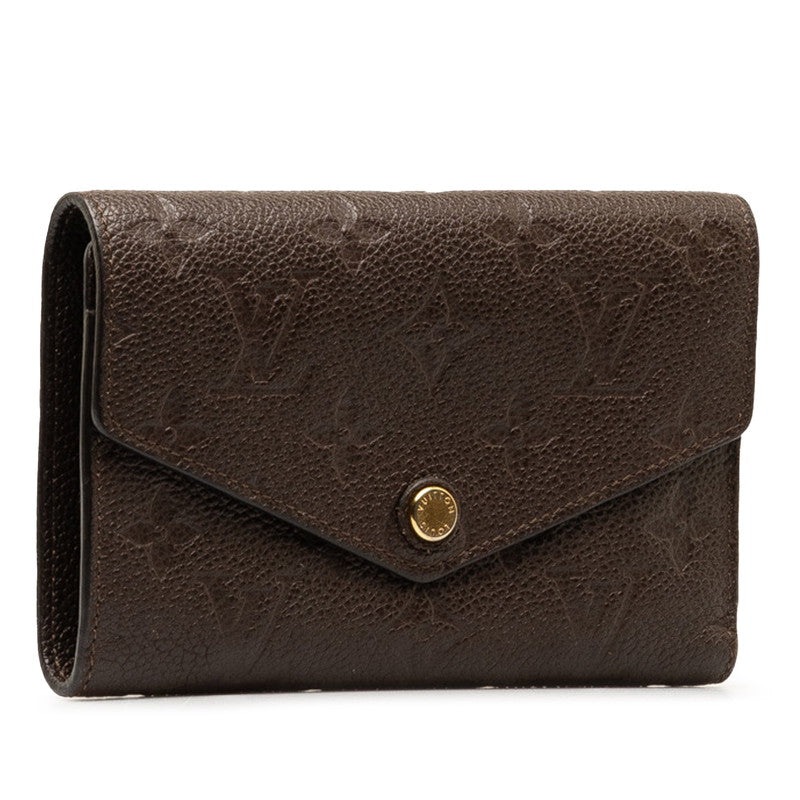 Louis Vuitton Monogram Amplant Portefolio Curry Compact Three Fold Wallet M60543 Tear Brown  Leather  Louis Vuitton
