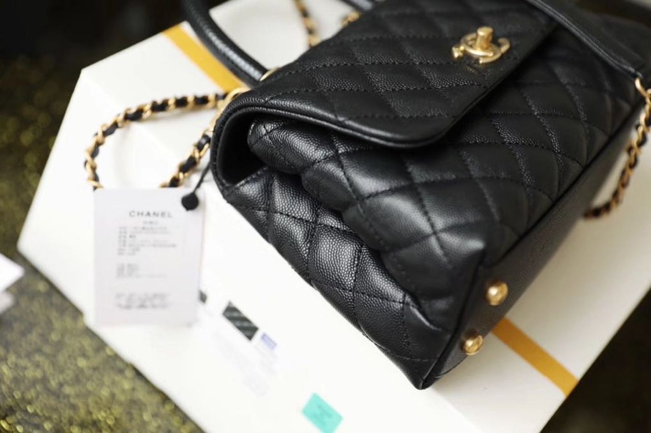 CHLMedium Flap Bag With Top Handle Black For Women, Women’s Handbags, Shoulder And Crossbody Bags 9in/23cm A92990