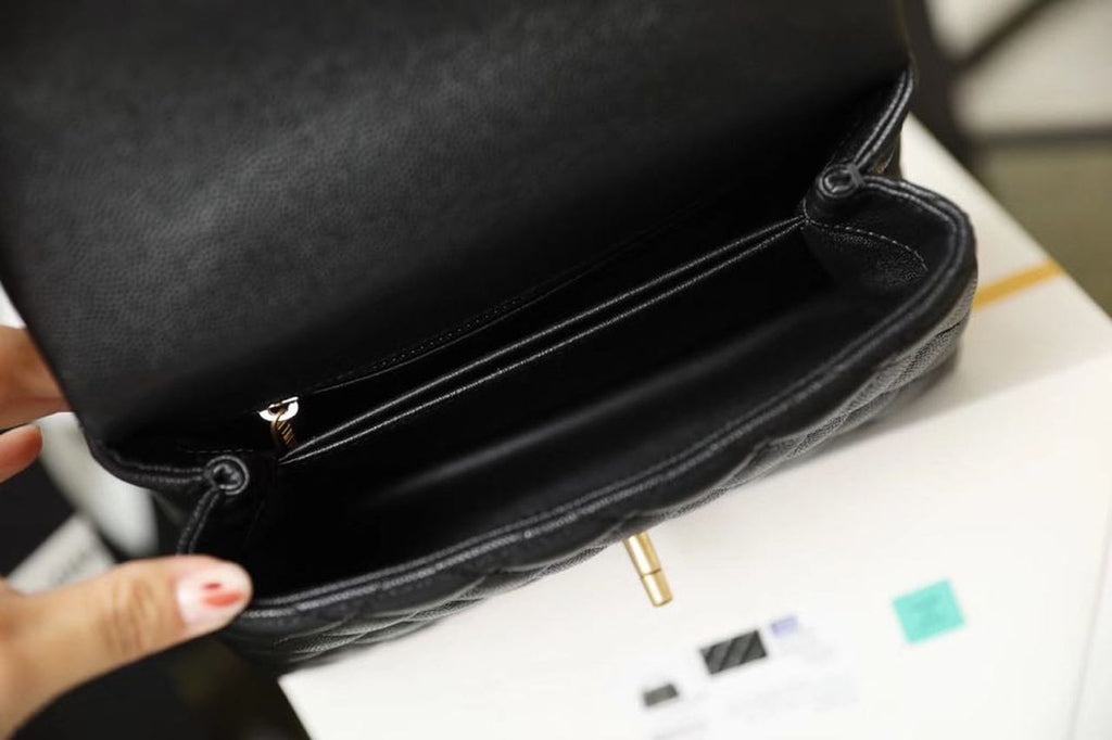 CHLMedium Flap Bag With Top Handle Black For Women, Women’s Handbags, Shoulder And Crossbody Bags 9in/23cm A92990