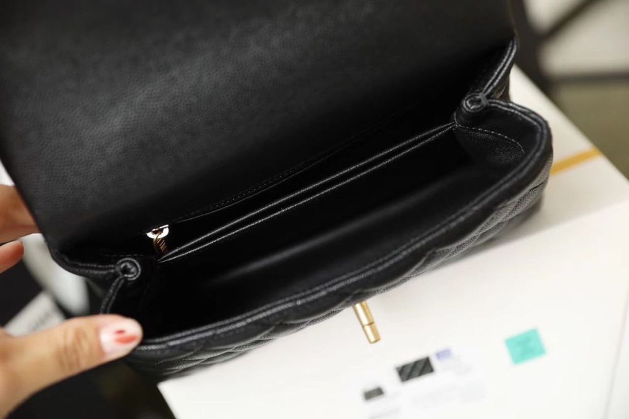 CHLMedium Flap Bag With Top Handle Black For Women, Women’s Handbags, Shoulder And Crossbody Bags 9in/23cm A92990