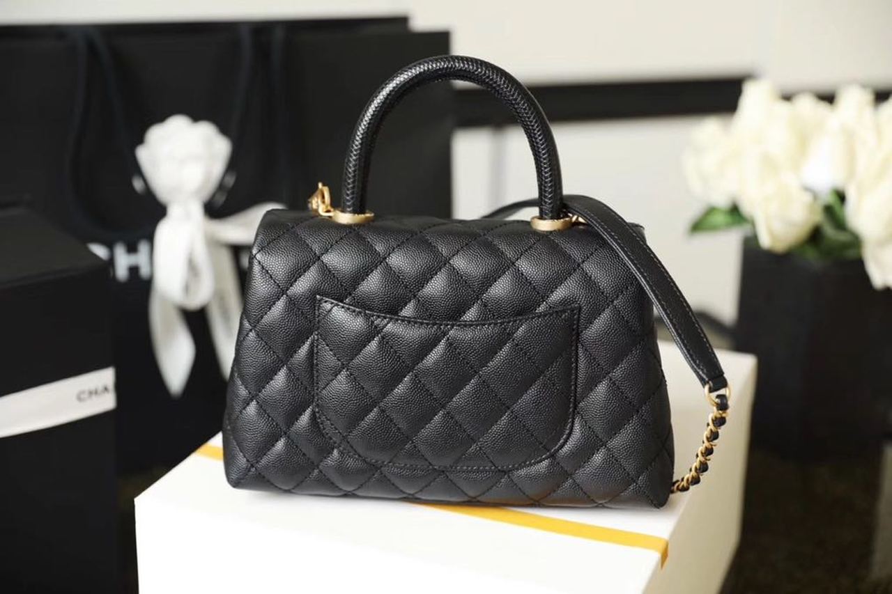CHLMedium Flap Bag With Top Handle Black For Women, Women’s Handbags, Shoulder And Crossbody Bags 9in/23cm A92990