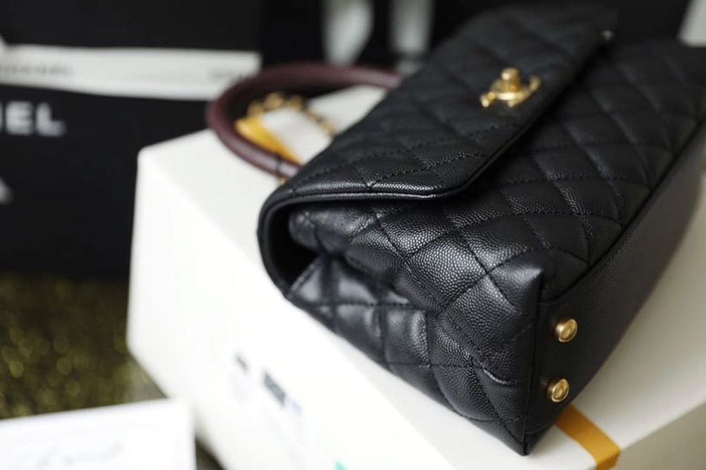CHLMedium Flap Bag With Top Handle Black For Women, Women’s Handbags, Shoulder And Crossbody Bags 9in/23cm A92990