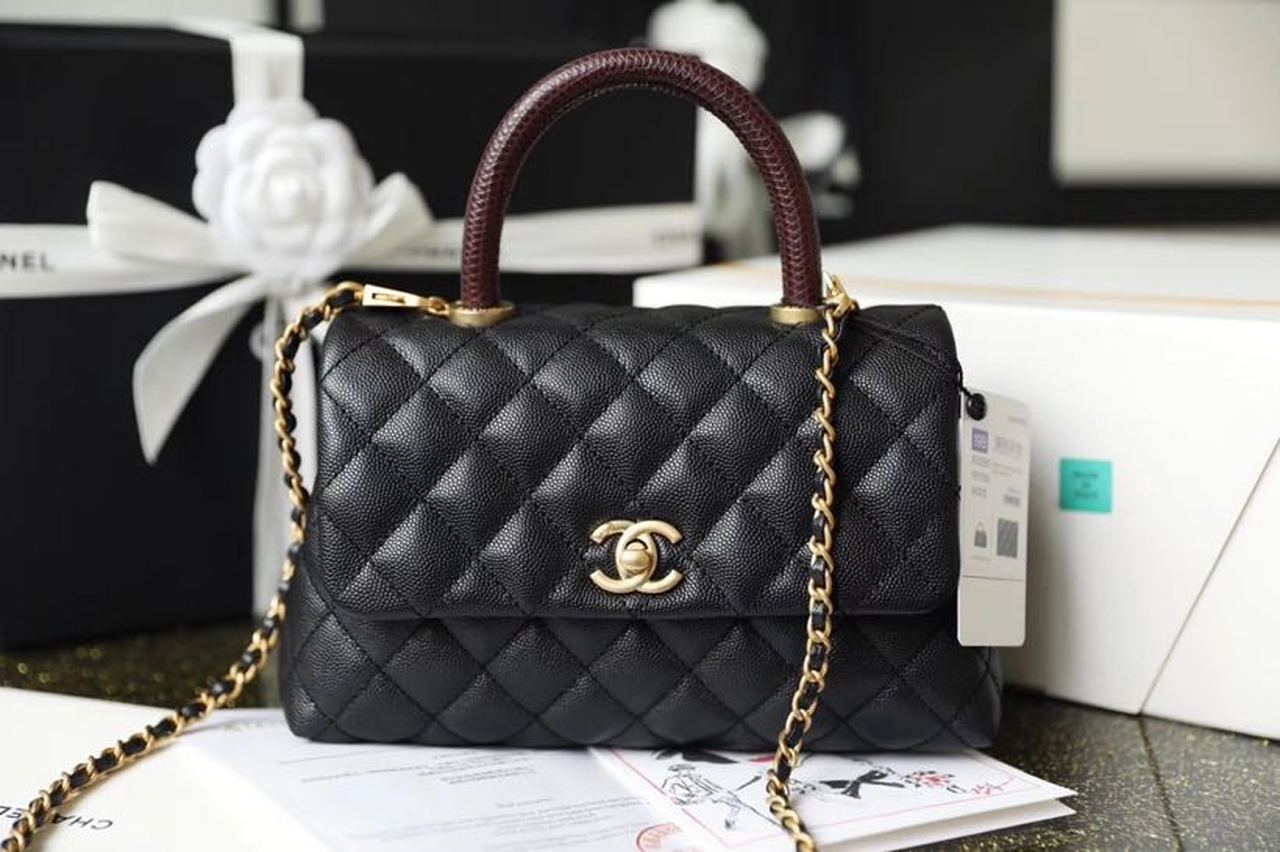 CHLMedium Flap Bag With Top Handle Black For Women, Women’s Handbags, Shoulder And Crossbody Bags 9in/23cm A92990