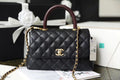 CHLMedium Flap Bag With Top Handle Black For Women, Women’s Handbags, Shoulder And Crossbody Bags 9in/23cm A92990