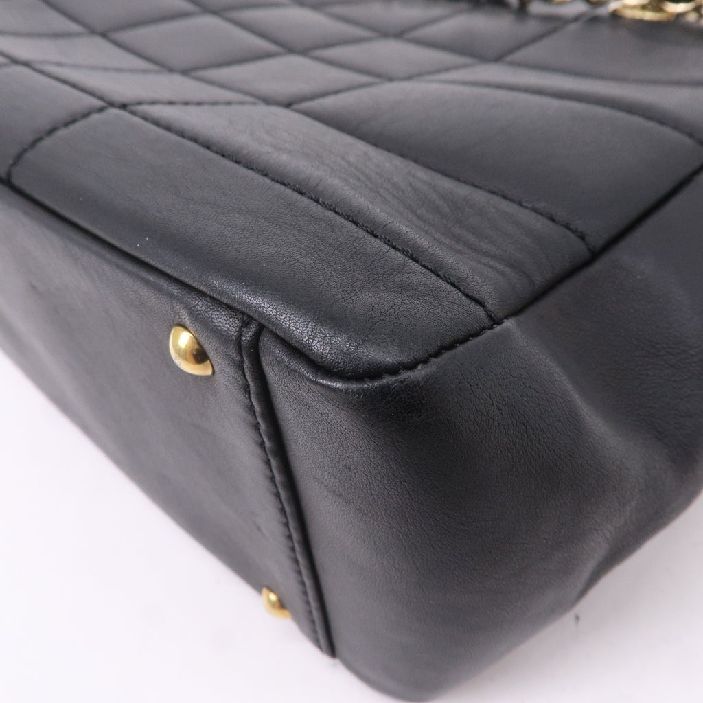 CHANEL Chocolate Bar Lamb Skin Chain Tote Bag Black A17859