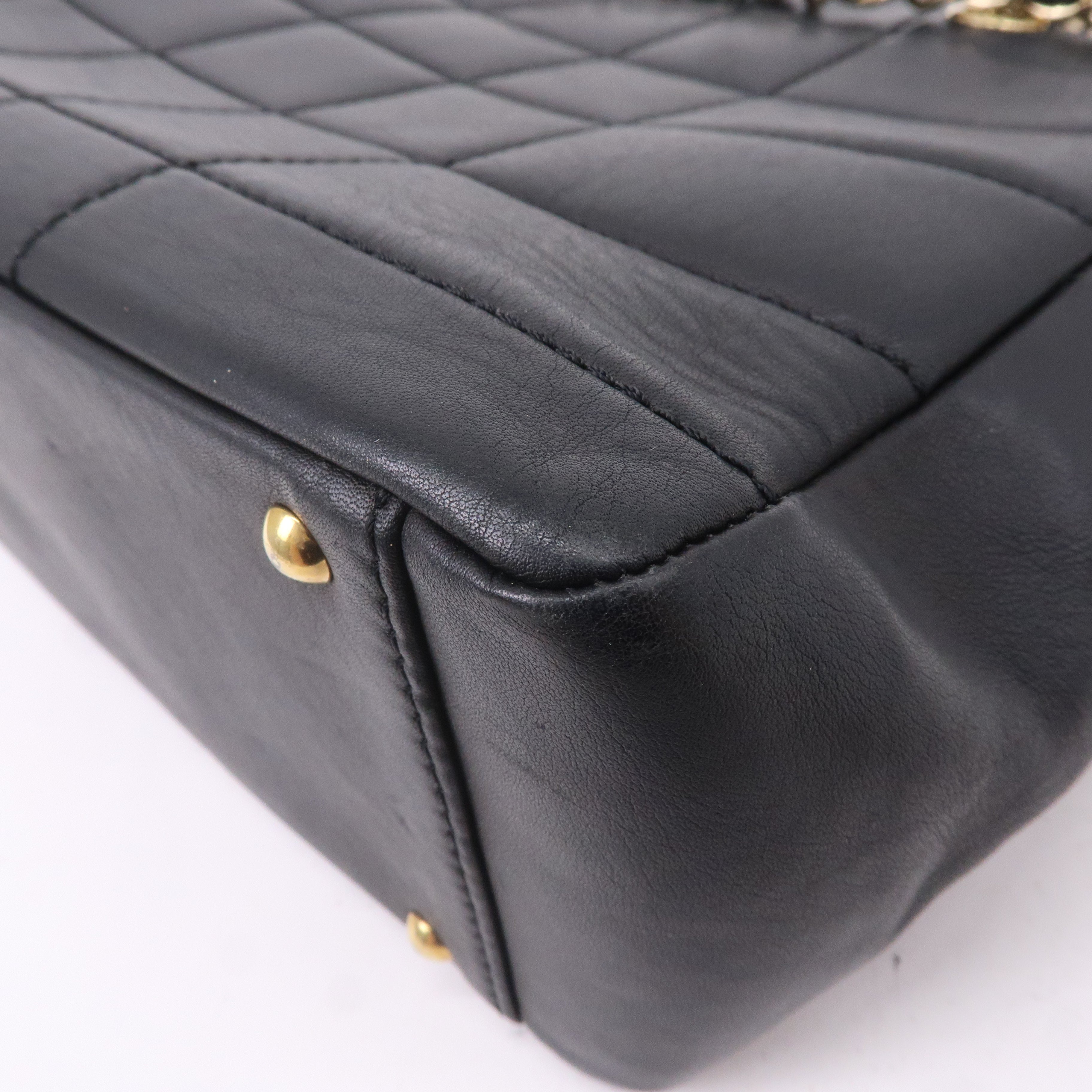 CHANEL Chocolate Bar Lamb Skin Chain Tote Bag Black A17859