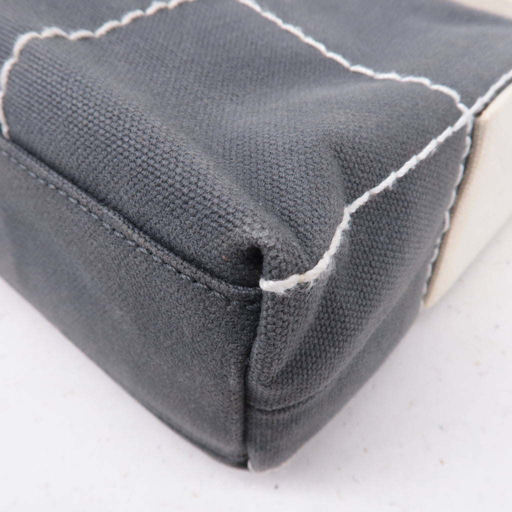 CHANEL Chocolate Bar Wild Stitch Canvas Hand Bag Gray
