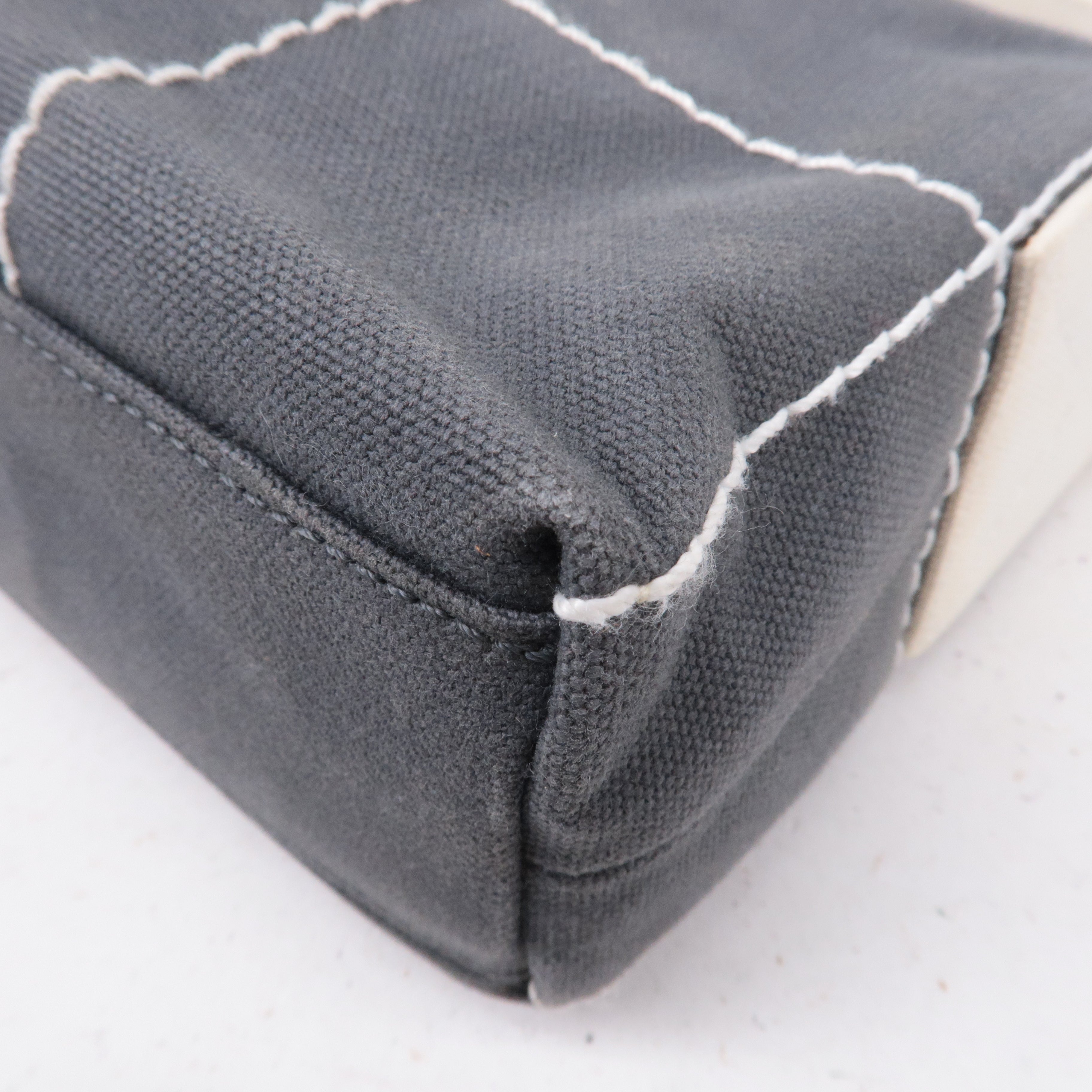 CHANEL Chocolate Bar Wild Stitch Canvas Hand Bag Gray
