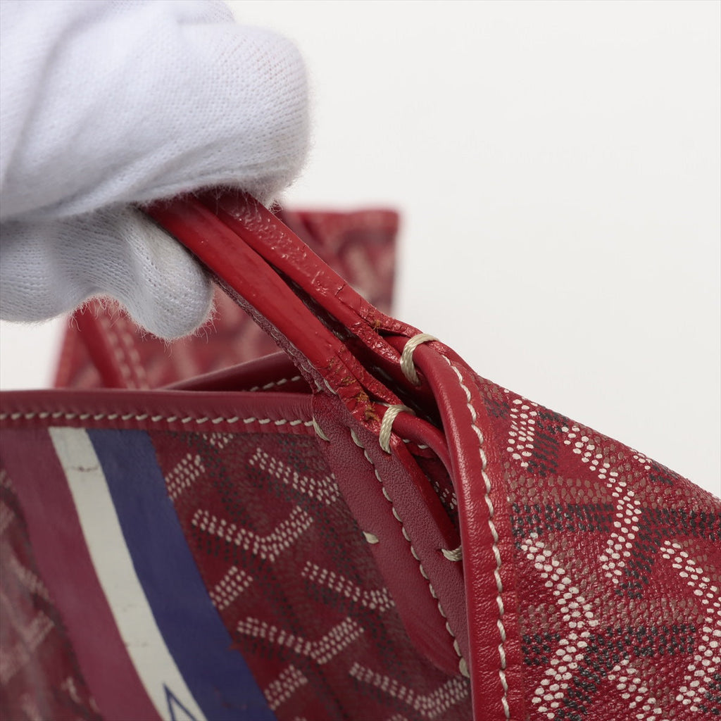 Goyard Saint Louis Goyardine Leather Tote Bag PM Red
