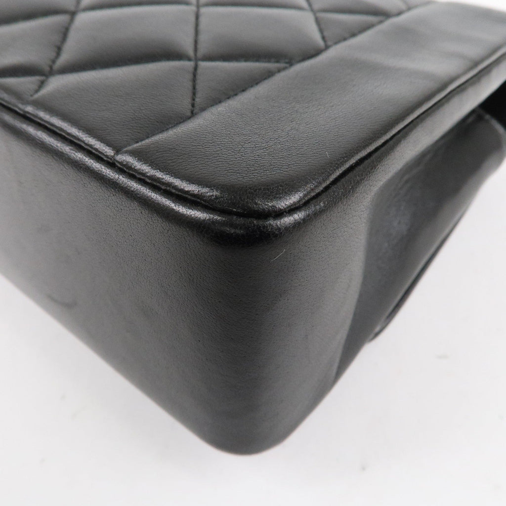 CHANEL Matelasse Lambskin Diana Chain Shoulder Bag Black A01165