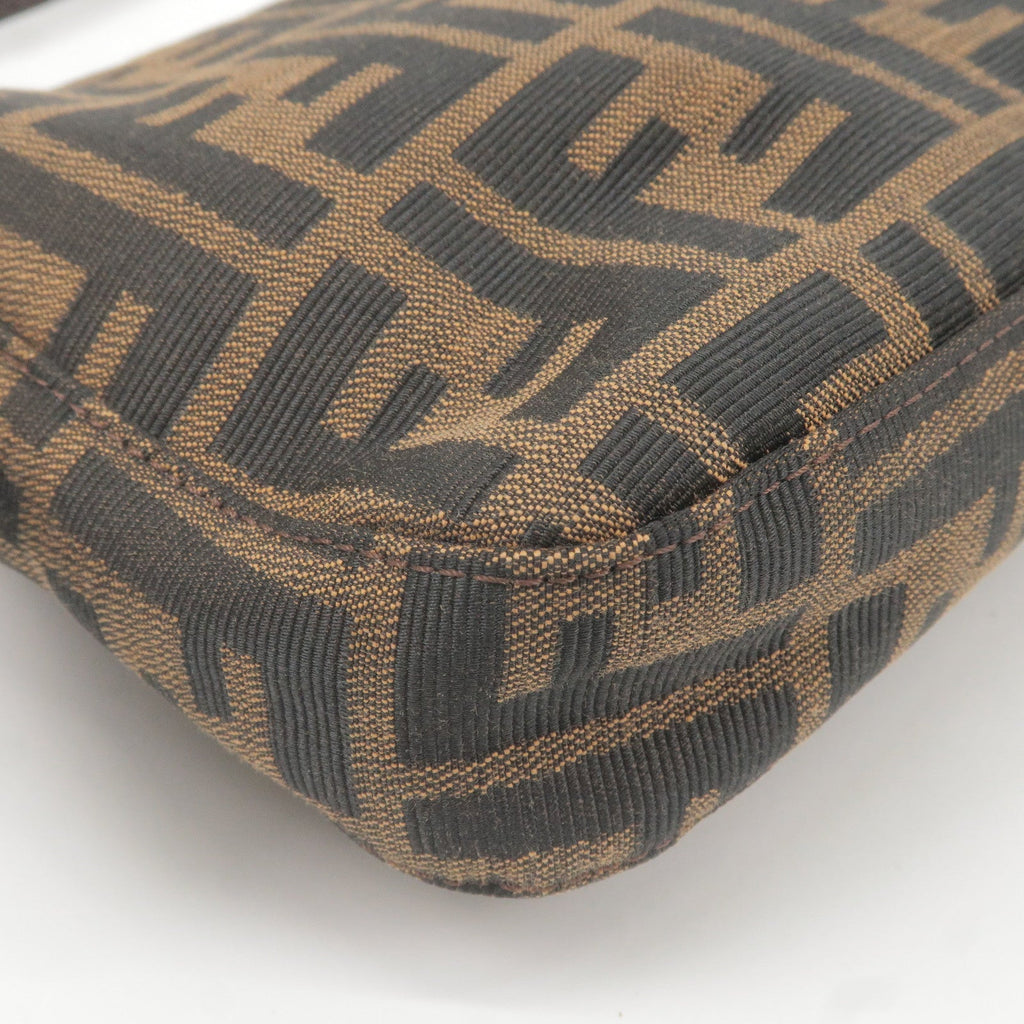 FENDI Zucca Mamma Baguette Canvas Leather Shoulder Bag 26424