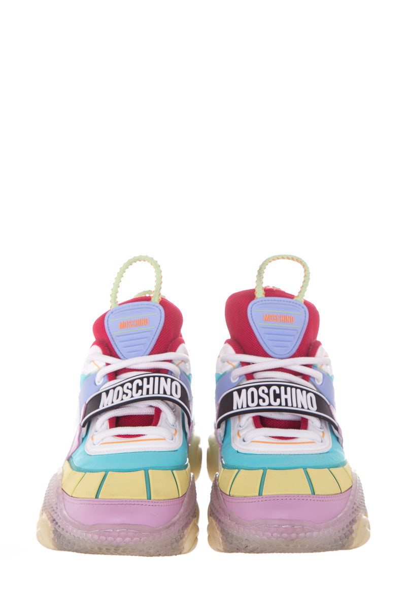 Moschino Multicolored Logo-Strap Teddy-Sole Sneakers SZ 40