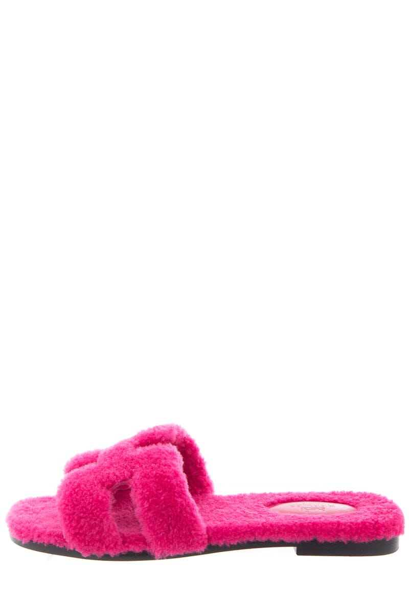 HermÃƒÆ’Ã‚Â¨s Oran Teddy Shearling Fun Pink Slides SZ 39.5