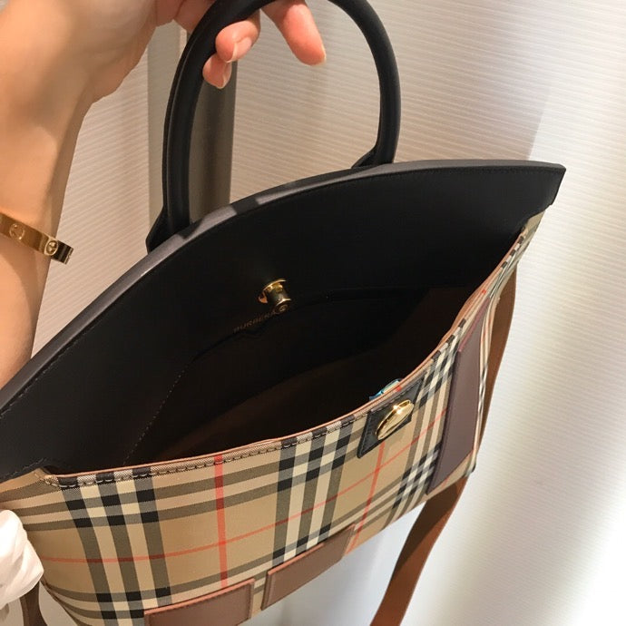 GLAMI Small Vintage Check Society Top Handle Bag For Women, Bags 14.6in/37cm