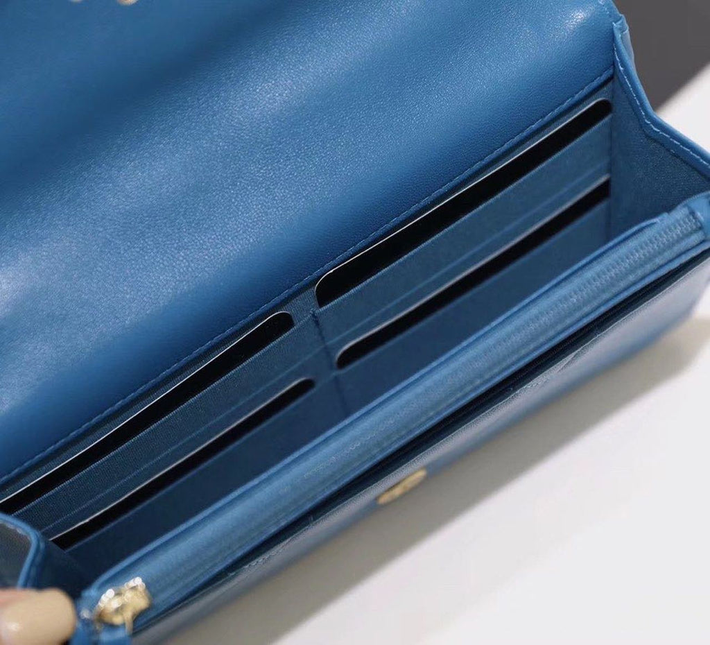 CHL 19 WOC GlamIap Bag 20cm Goatskin Leather Spring/Summer Act 1 Collection, Blue