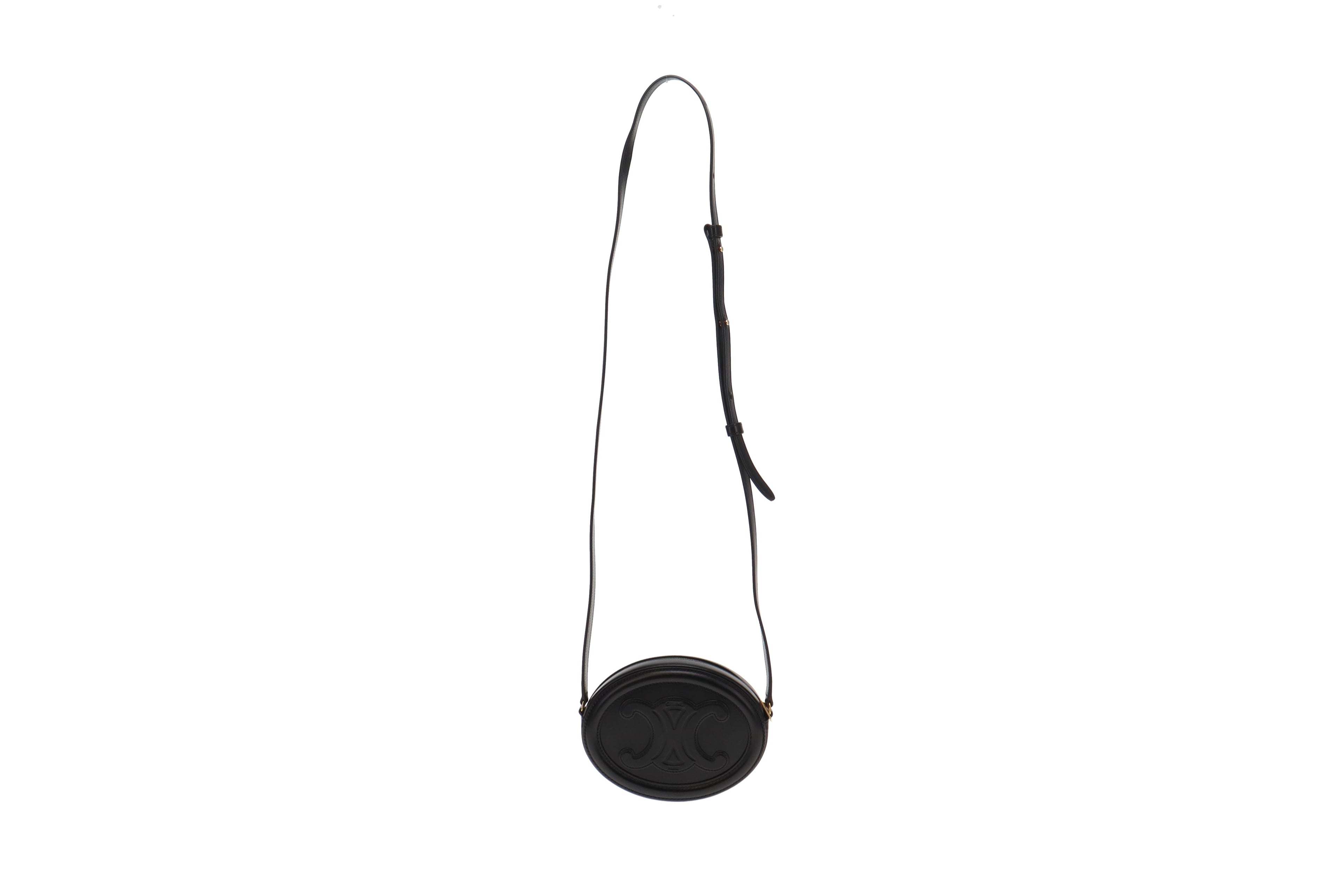 Celine Black Smooth Calfskin Cuir Triomphe Oval Bag