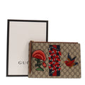 Gucci GG Supreme Zipped Pouch Applique Snake & Web Detail