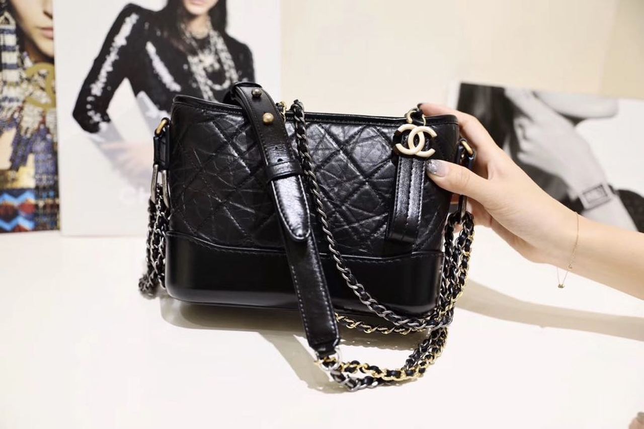 CHL Gabrielle Hobo Bag 20cm Aged Calfskin Leather Spring/Summer Act 1 Collection,  Black
