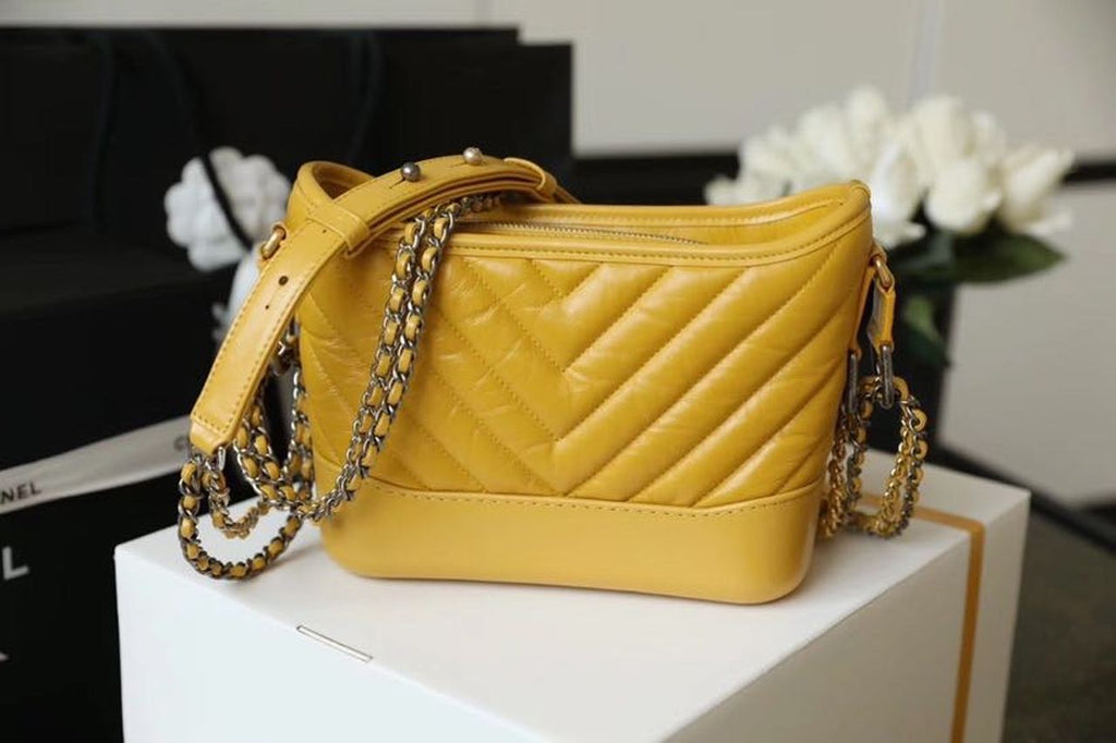 CHL Chevron Gabrielle Hobo Bag 20cm Aged Calfskin Leather Spring/Summer Act 1 Collection, Yellow