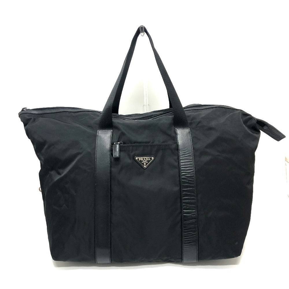 PRADA Boston Duffel bag V49Z Nylon / leather black triangle plate Women Used
