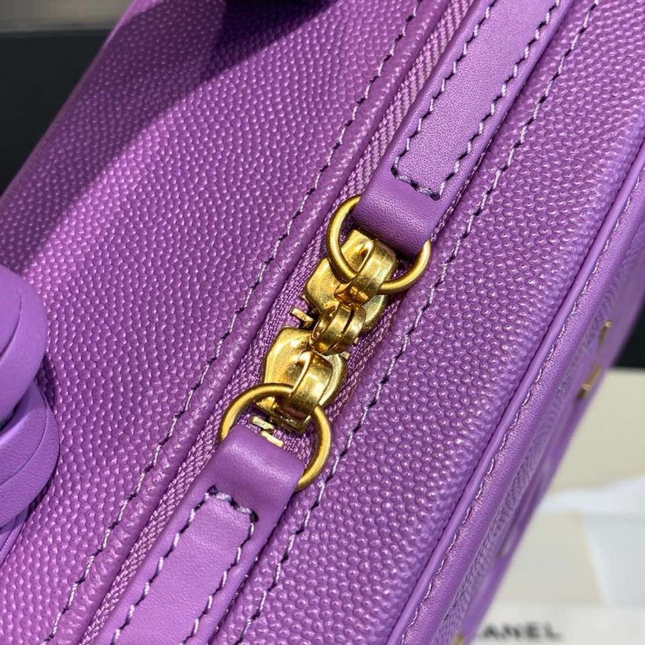 CHL Filigree Vanity Case Bag 20cm Gold Toned Hardware Caviar Leather Spring/Summer Act 1 Collection, Purple