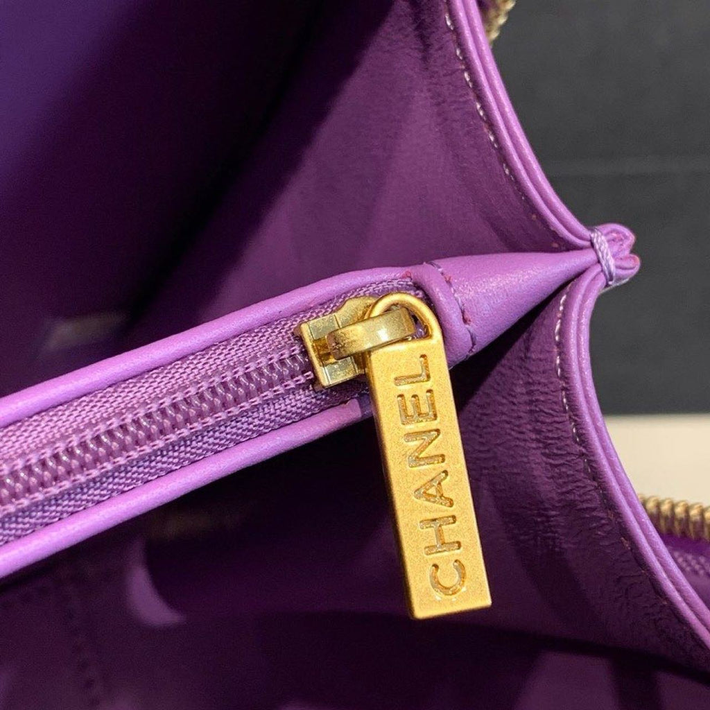CHL Filigree Vanity Case Bag 20cm Gold Toned Hardware Caviar Leather Spring/Summer Act 1 Collection, Purple