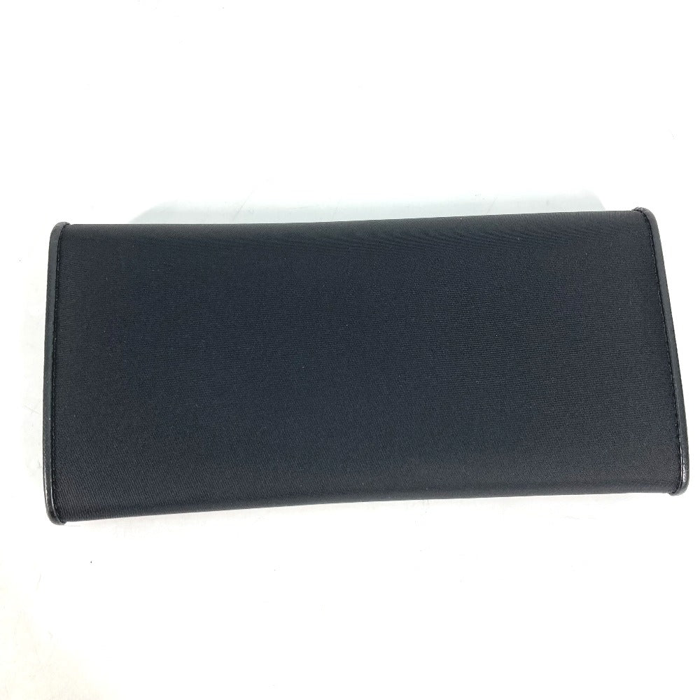 PRADA Folded wallet 1MH132 Nylon canvas, leather black Long Wallet Business Card Case Triangle logo plate Women Used