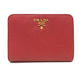 PRADA Folded wallet 1ML018 Safiano leather Red logo Women Used