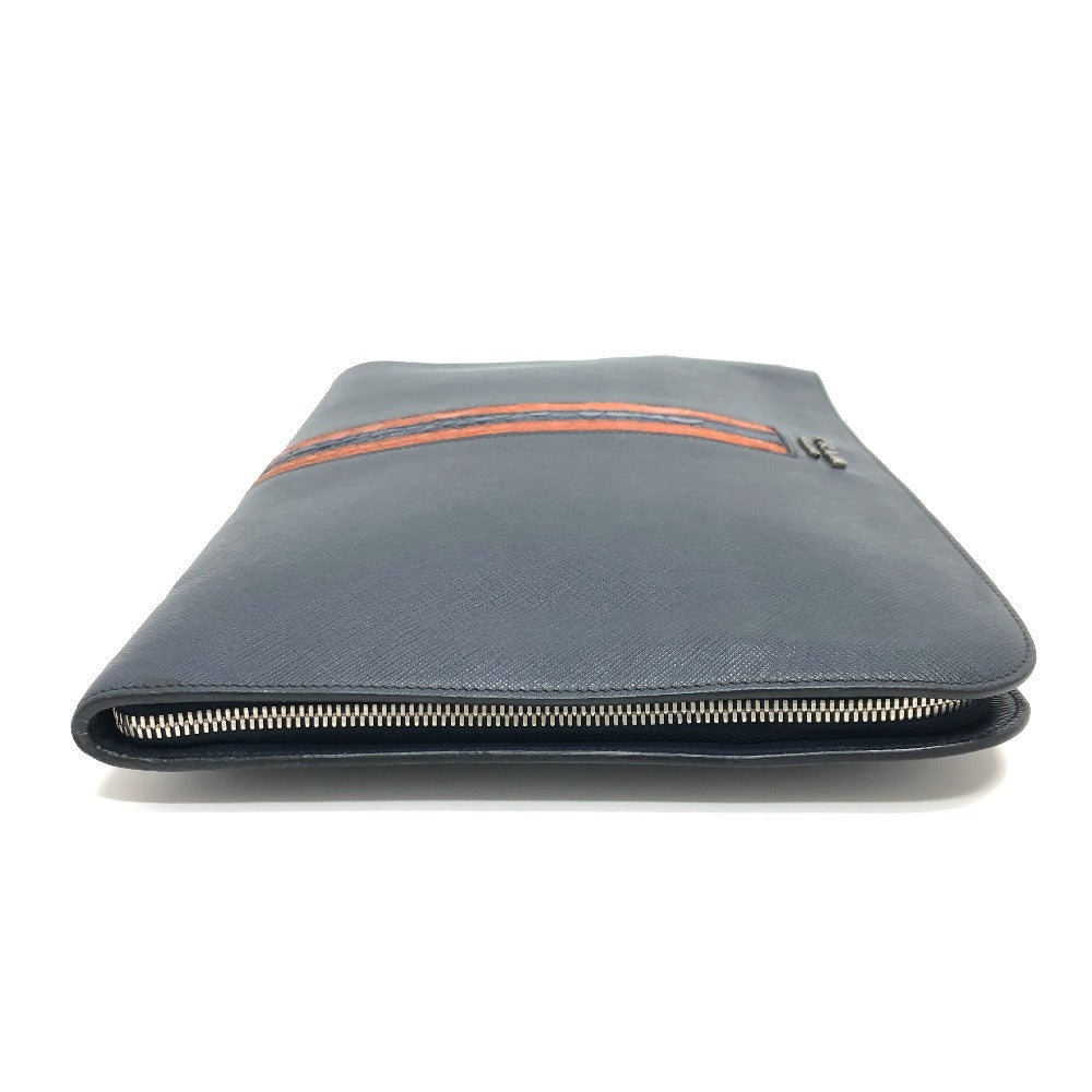 PRADA Clutch bag 2VN003 Safiano leather Navy logo