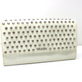PRADA Long Wallet Purse leather white Wallet bag Studs Women Used