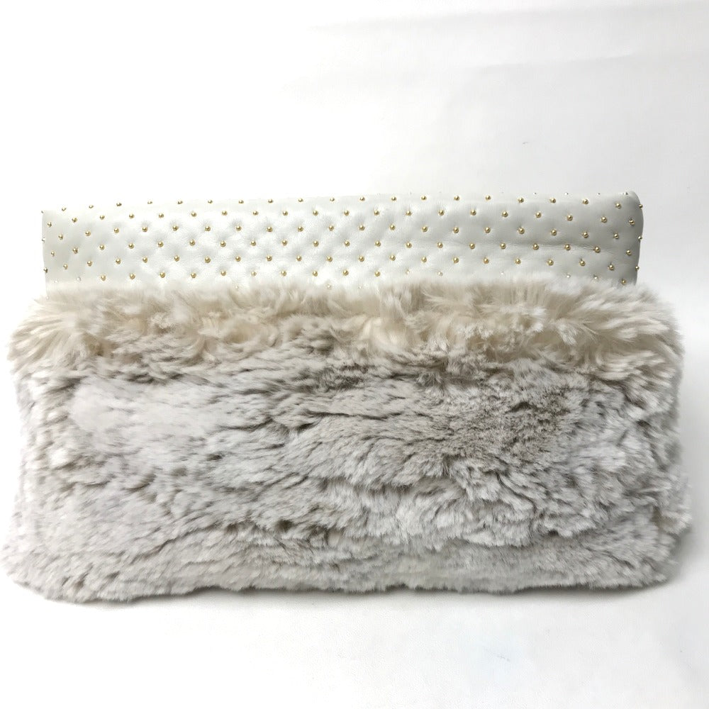 PRADA Clutch bag Fur / Leather off white Women Used