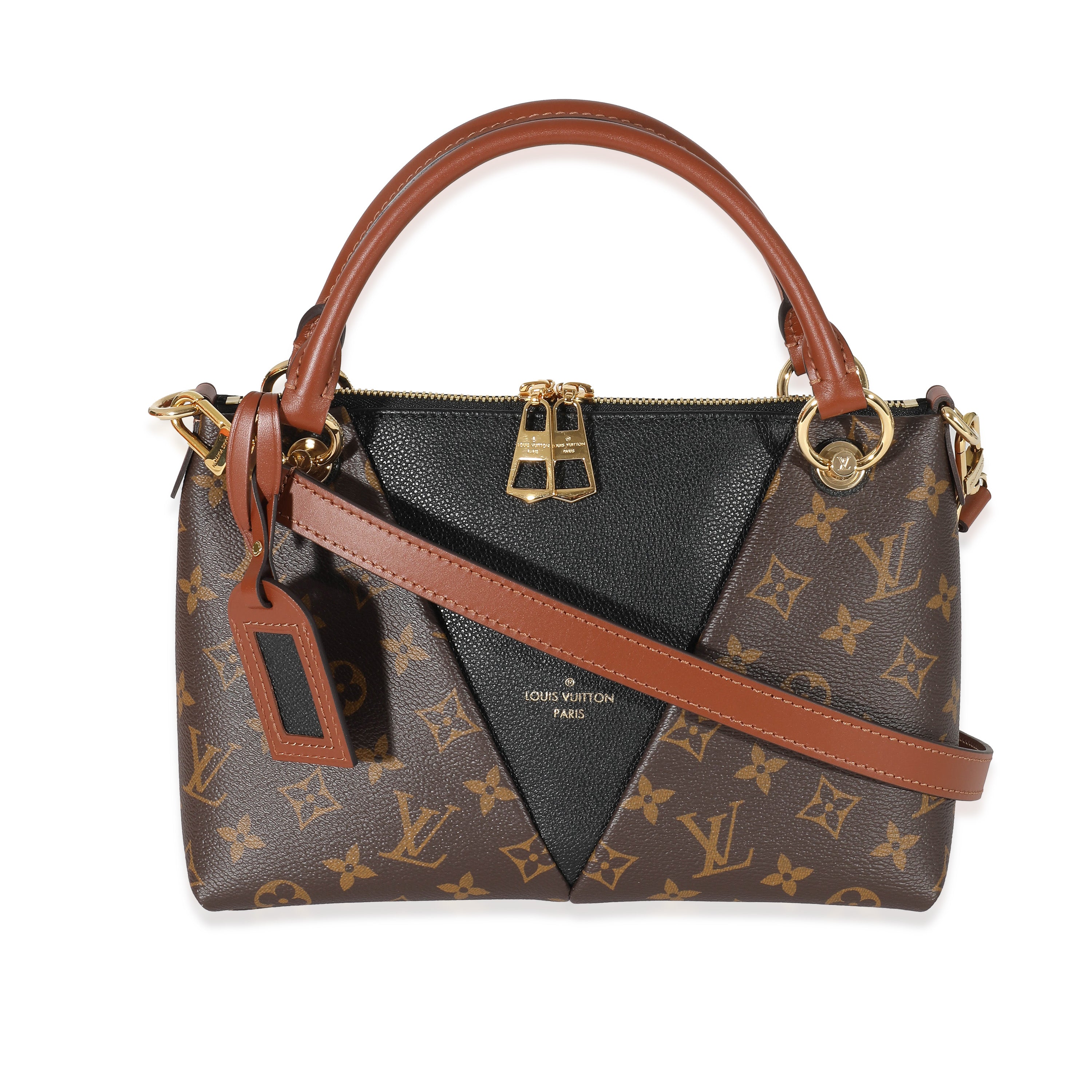 Louis Vuitton Black Leather Monogram Canvas V Tote BB