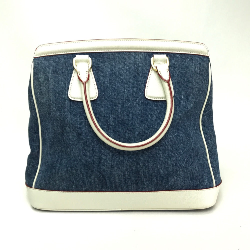 PRADA Handbag BN2441 Cotton denim / leather blue logo Women Used