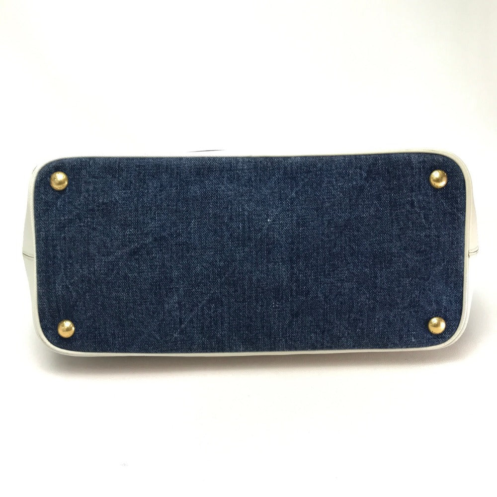 PRADA Handbag BN2441 Cotton denim / leather blue logo Women Used