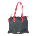 PRADA Handbag Patent leather, nylon, velour black By color logo drawstring bag triangle logo triangular logo plate Women Used